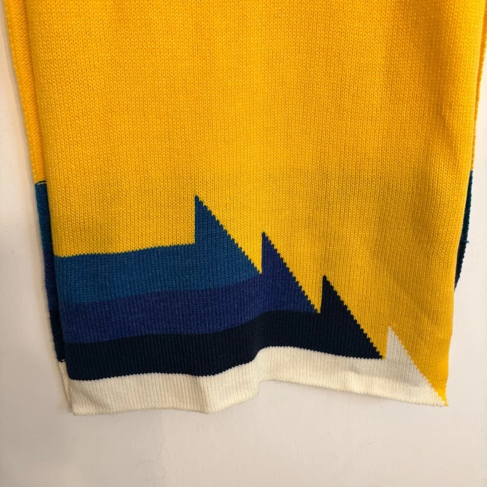 VTG Y2K FUBU Colorblock Scarf One Sz Yellow Blue Acrylic Wool Skater Streetwear